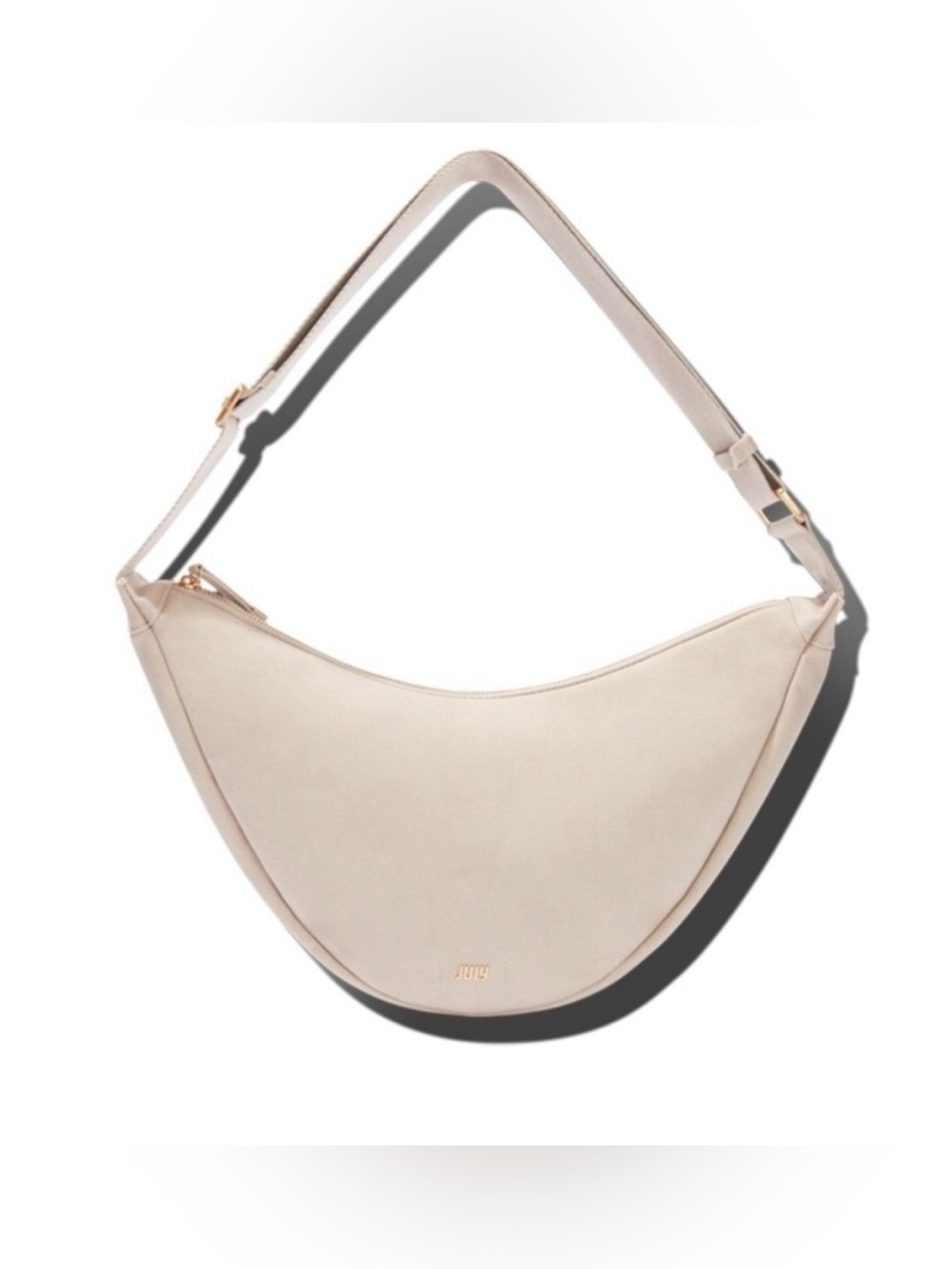 Minimal Crescent Shoulder Bag in Light Beige